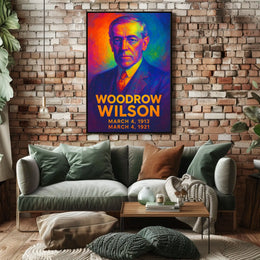 Woodrow Wilson 28th President of the United States Neon Gradient Overlay Poster