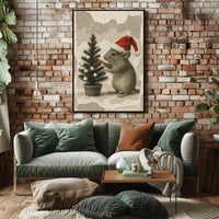 Festive Mouse and Christmas Tree Poster