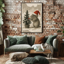 Festive Mouse and Christmas Tree Poster