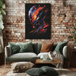 Futuristic Sci-Fi Helmet Poster: Bold Abstract Art