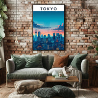 Tokyo Skyline at Sunset Travel Poster