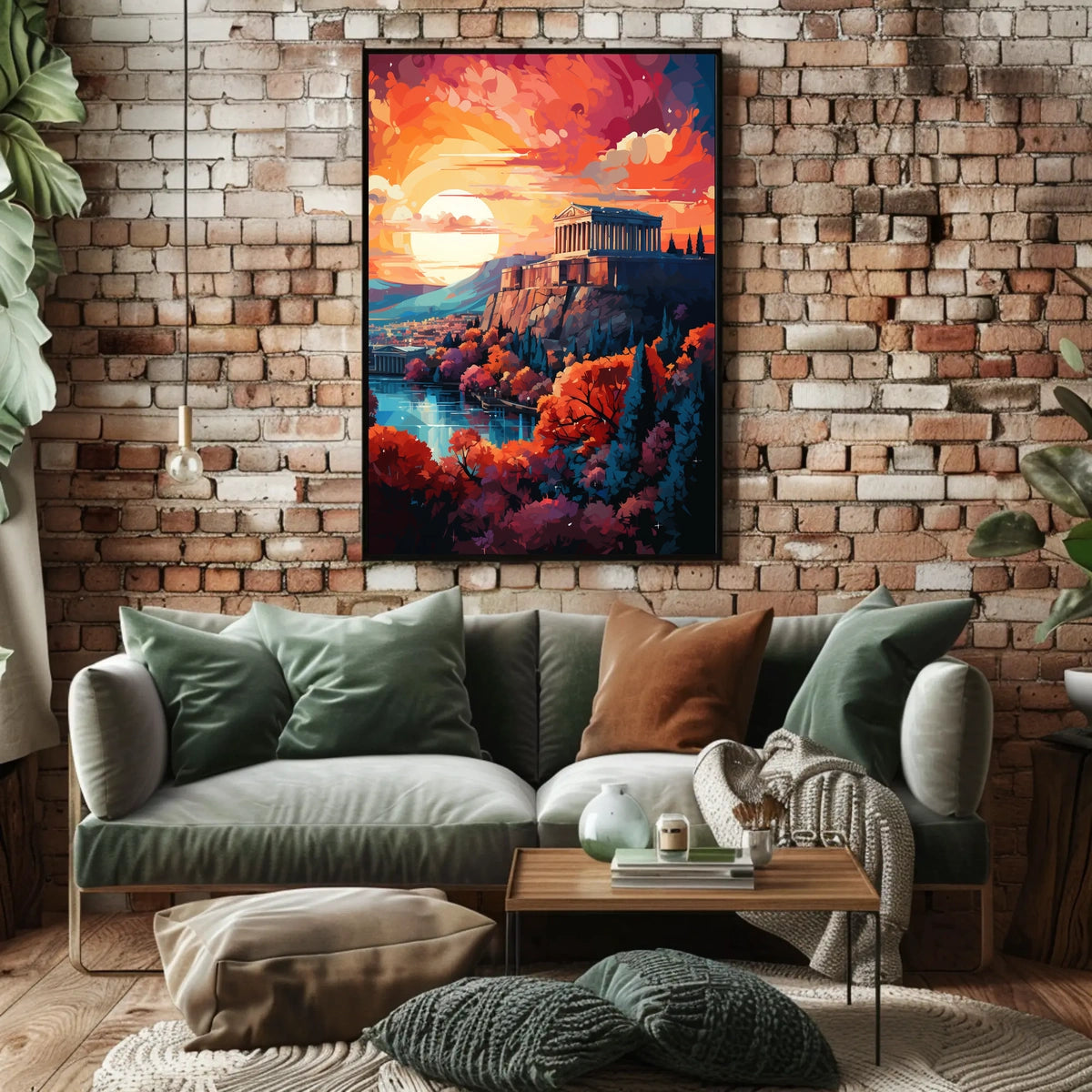 Ancient Greek Temple at Sunset Cultural Heritage Poster