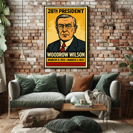 Woodrow Wilson 28th President of the United States Inked Comic Style Poster