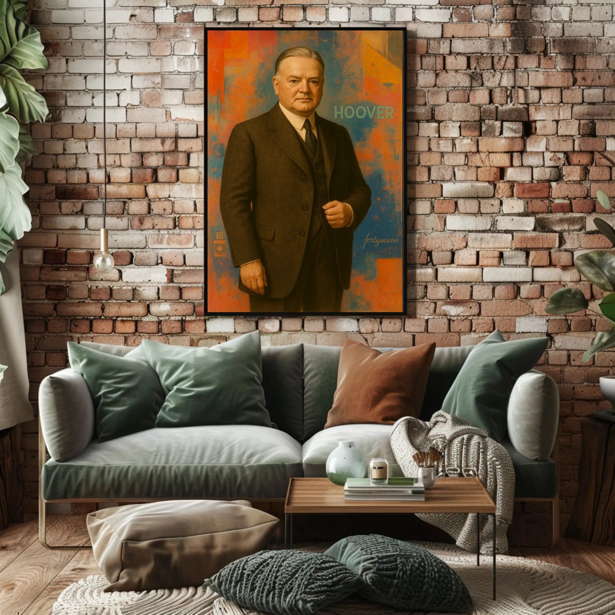 Elegant Portrait with Geometric Elegance: Abstract, Artistic Poster