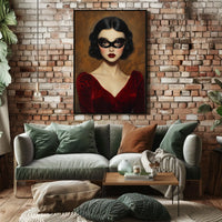 Woman in Red Dress Vintage Elegant Mysterious Poster