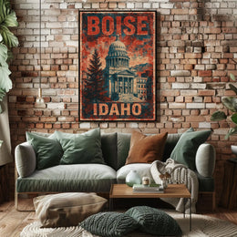Boise, Idaho Vintage Capitol Vintage Poster