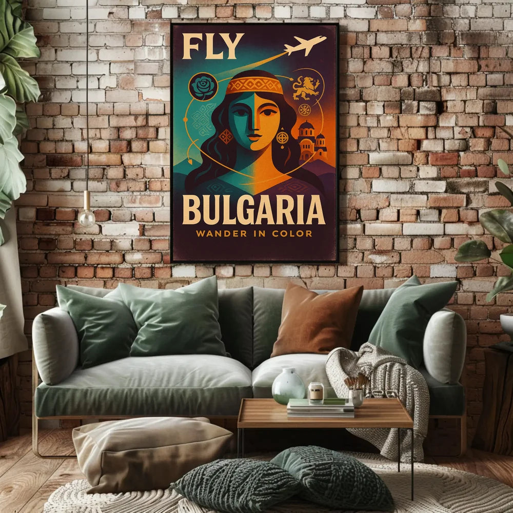 Fly Bulgaria Vintage Travel Poster PosterGoat