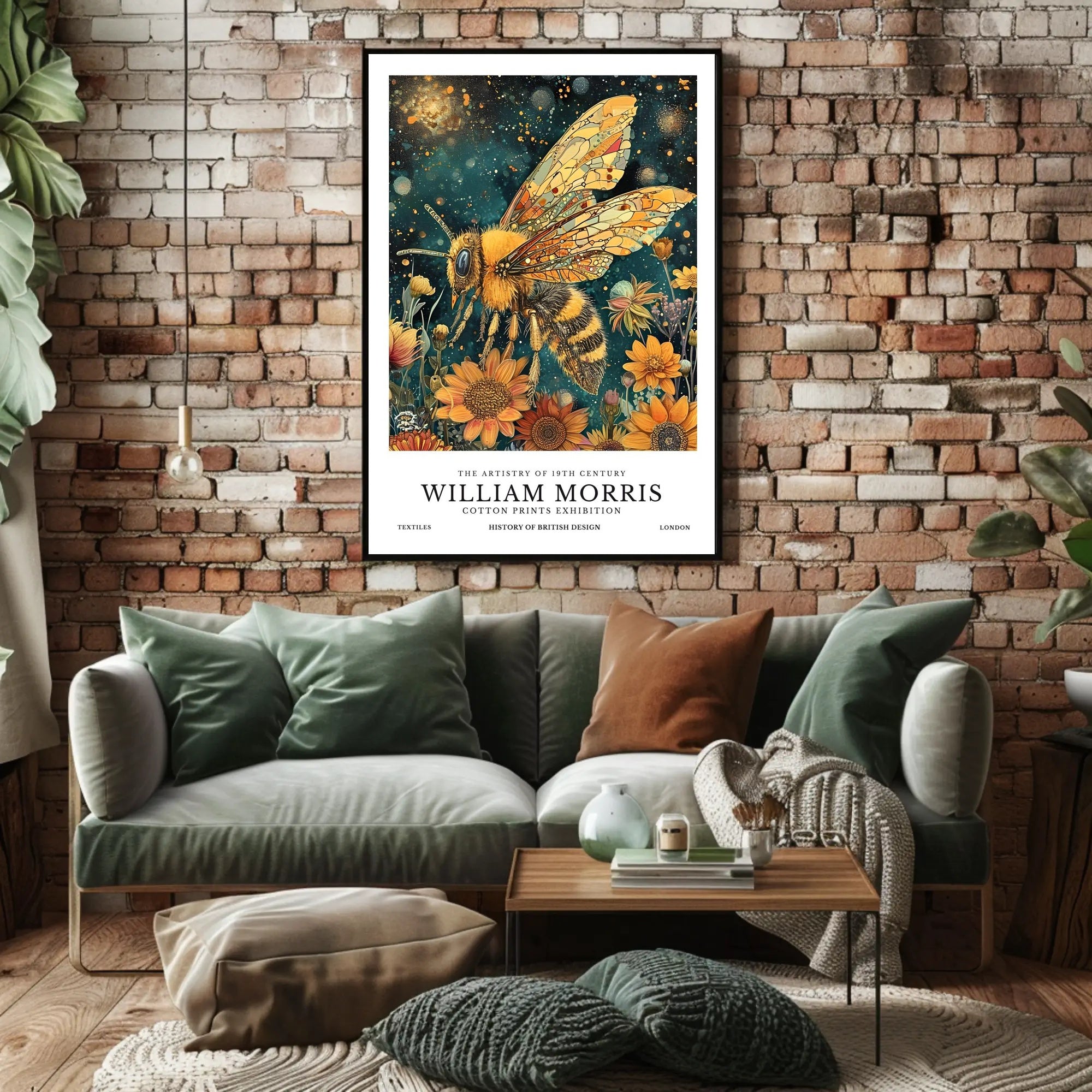 Vibrant Bee and Sunflower Cosmic Artistry Poster