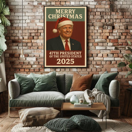 Festive Presidential Christmas Poster Featuring Santa Hat Portrait