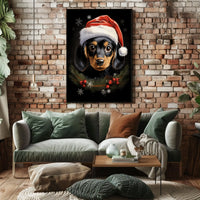 Festive Dog with Santa Hat: Animal Poster