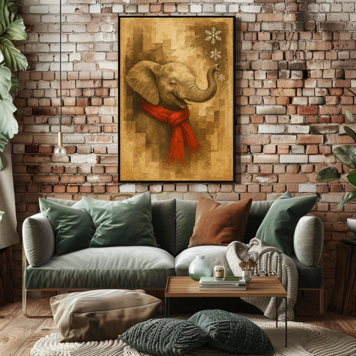 Festive Elephant in Winter Poster