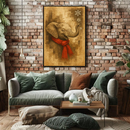 Festive Elephant in Winter Poster