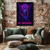 Neon Saint Michael Poster
