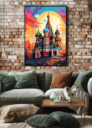 Vibrant Russian Landmark Illustration Cultural or Heritage Poster