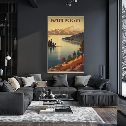 Payette Lake Idaho Scenic Mountain Water Travel Poster