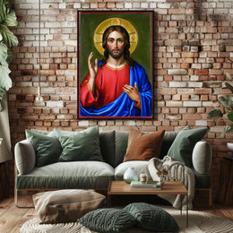 Iconic Portrait of Jesus Christ Poster