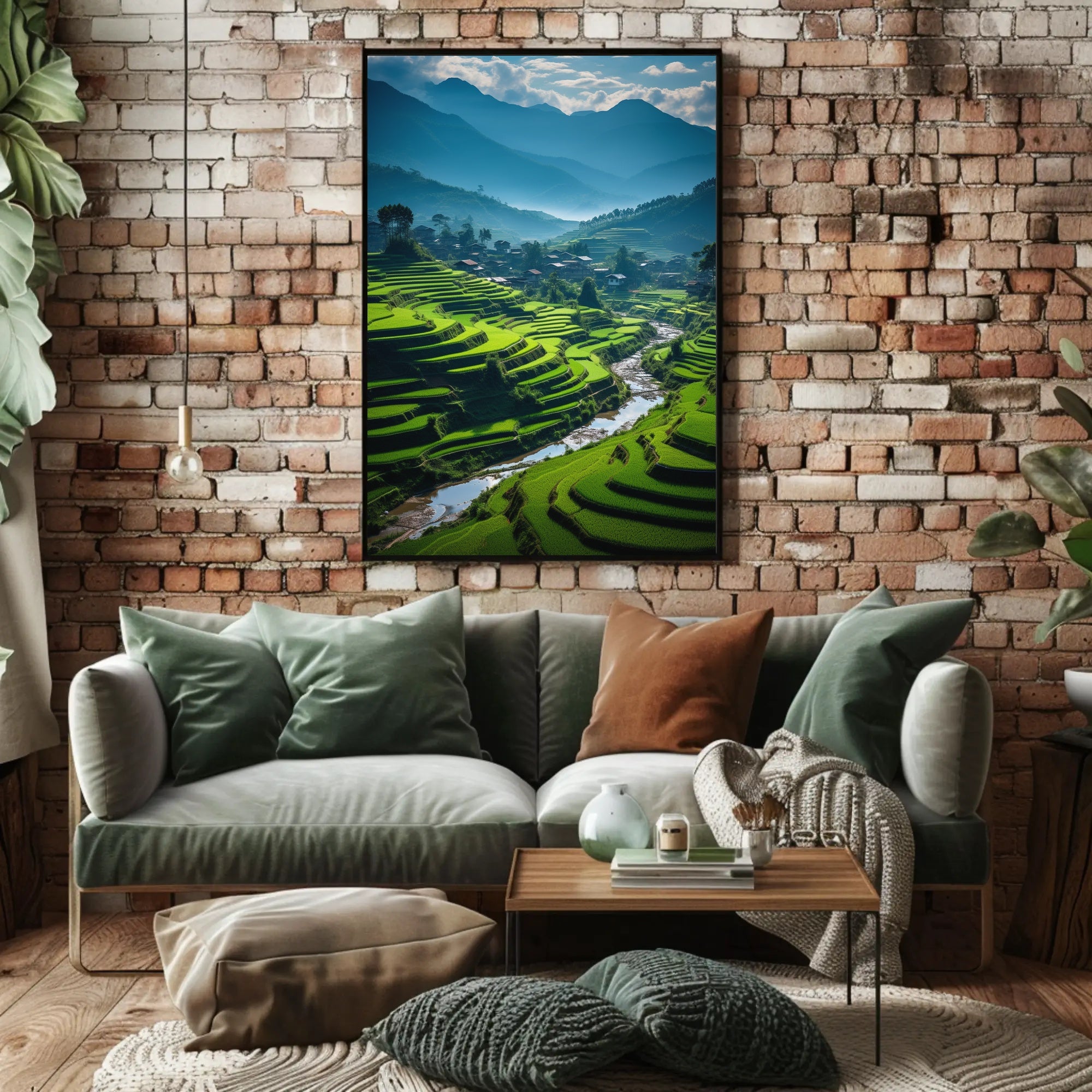 Terraced Rice Fields Nature Art Poster