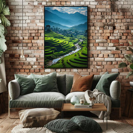 Terraced Rice Fields Nature Art Poster