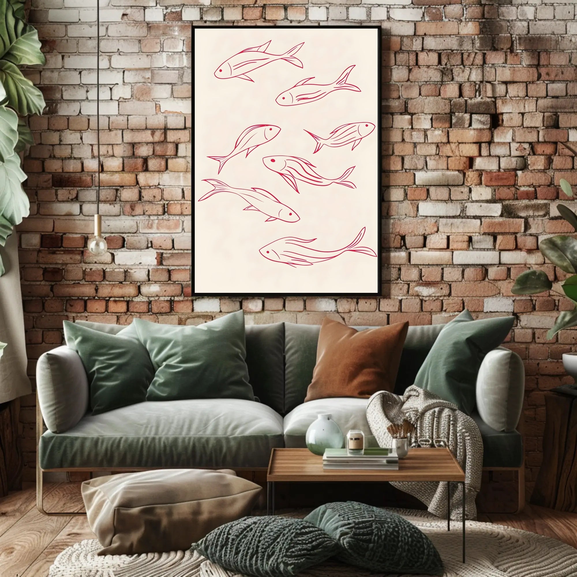 Flowing Fishes Minimalist Poster Wall Art Print