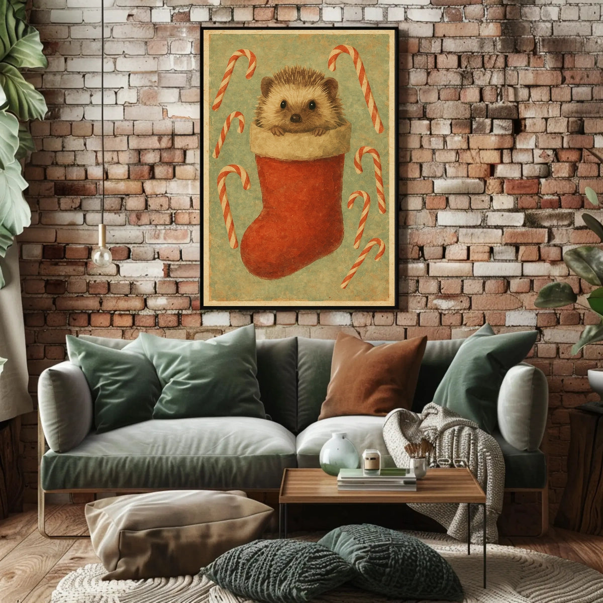 Holiday Hedgehog in a Stocking Poster