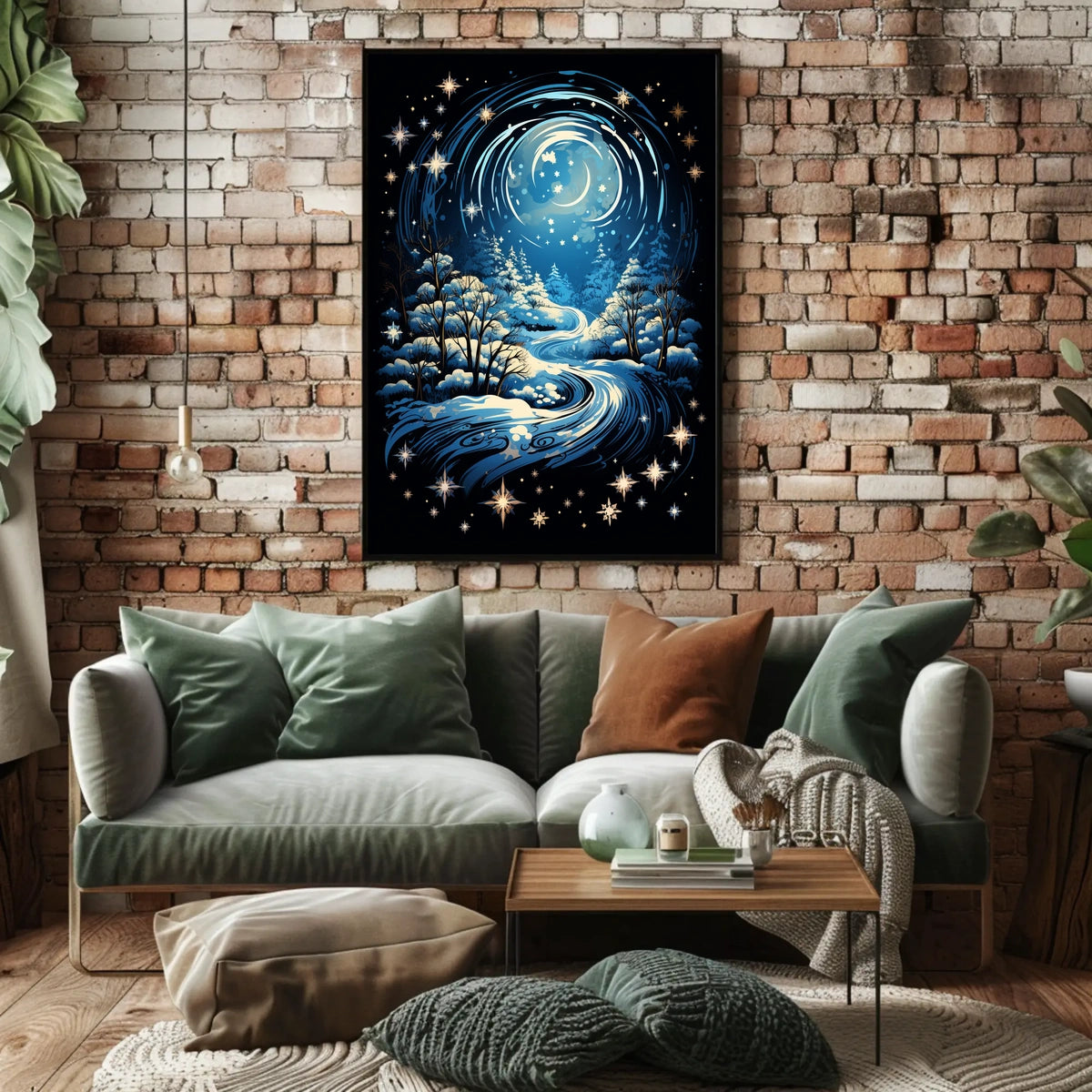 Whimsical Winter Night Fantasy Landscape Art Poster