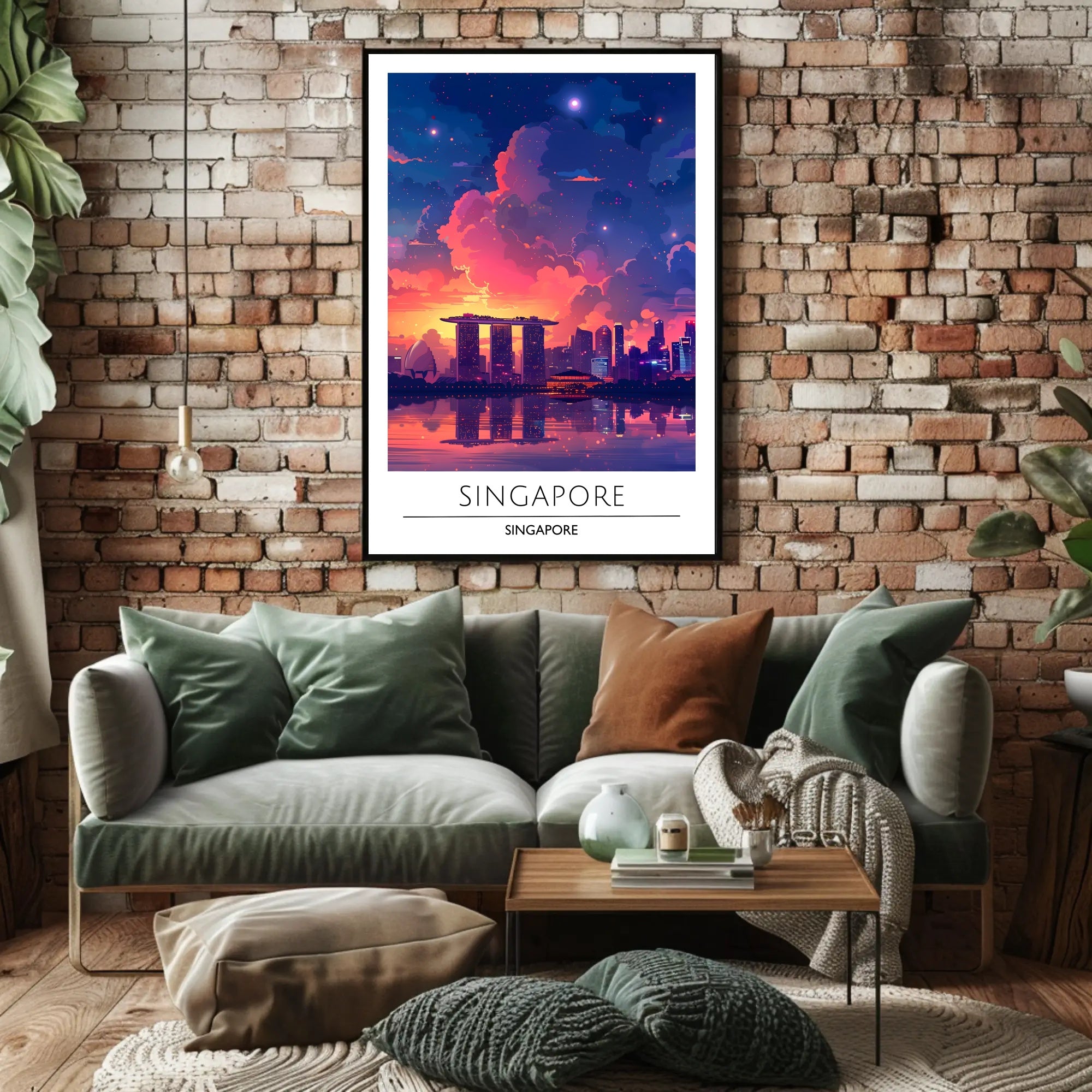 Singapore Skyline Sunset Vista Urban or Cityscape Poster