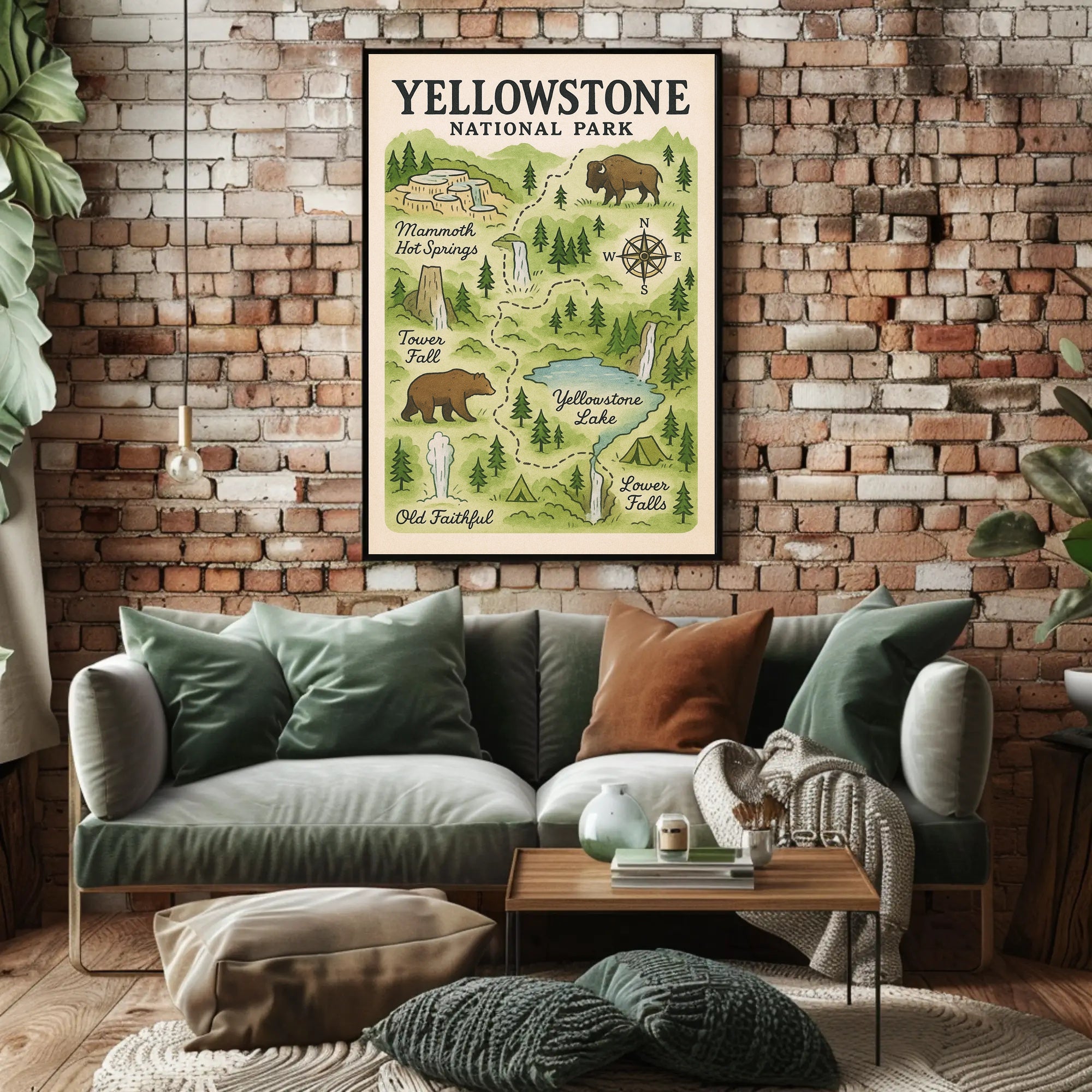 Yellowstone National Park Map Poster PosterGoat