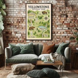 Yellowstone National Park Map Poster PosterGoat