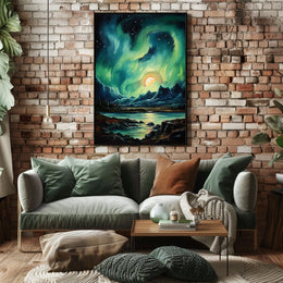 Aurora Borealis Nightscape Art Print National Park Poster