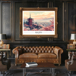Kyoto Serenity: Cherry Blossoms and Pagoda Cultural Poster