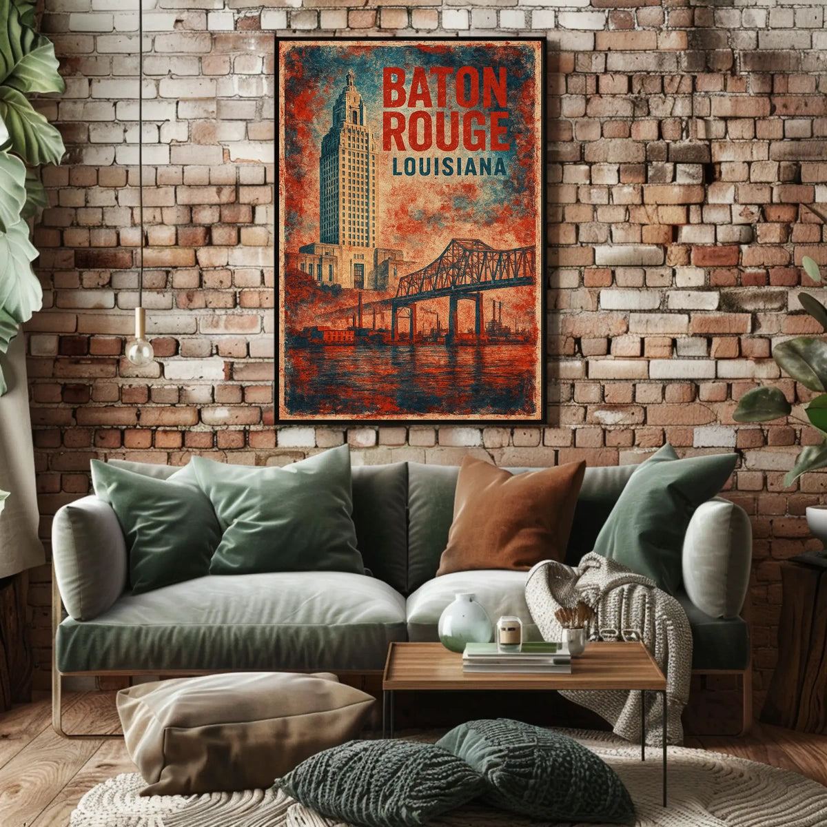 Baton Rouge Skyline Minimalist Wanderlust Poster