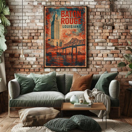 Baton Rouge Skyline Minimalist Wanderlust Poster