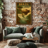 Brazil's Wonders Vintage Steampunk Adventure Poster