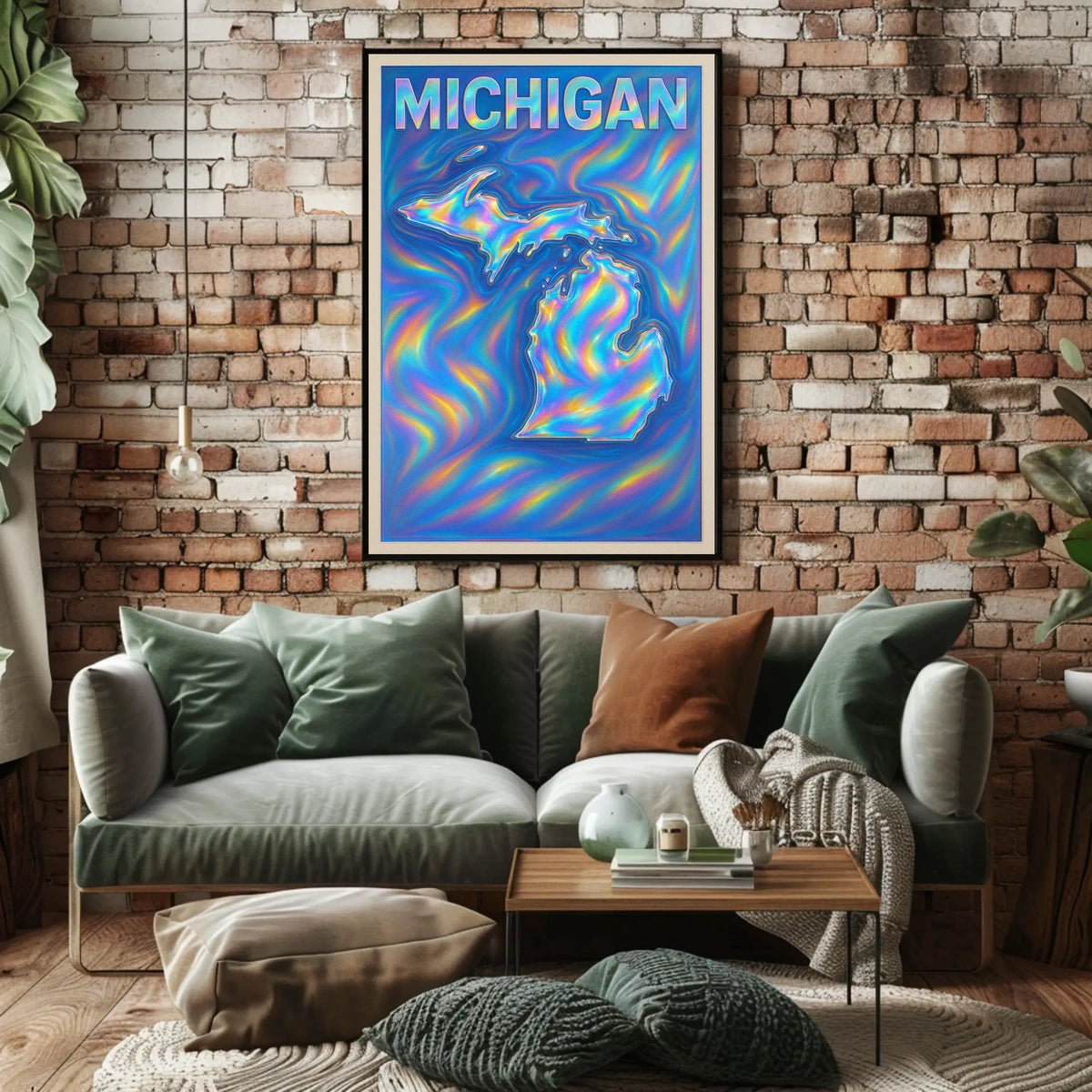 Michigan Holographic Map Poster