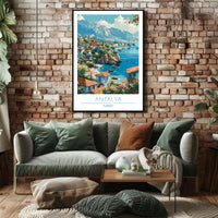 Scenic Antalya Coastal Cityscape Travel Poster