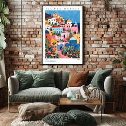 Santorini Flower Market 2024 Poster PosterGoat