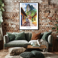 Guatapé Village Watercolor Travel Poster PosterGoat