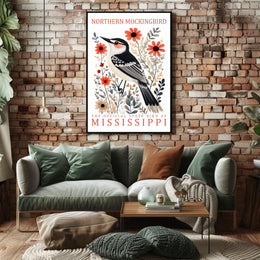 Northern Mockingbird Mississippi State Bird Poster