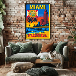 Miami, Florida Vibrant Cityscape Poster PosterGoat