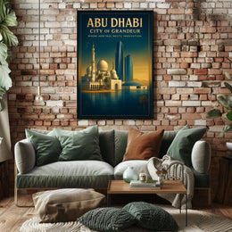 Abu Dhabi's Iconic Landmarks in Urban Cityscape Poster