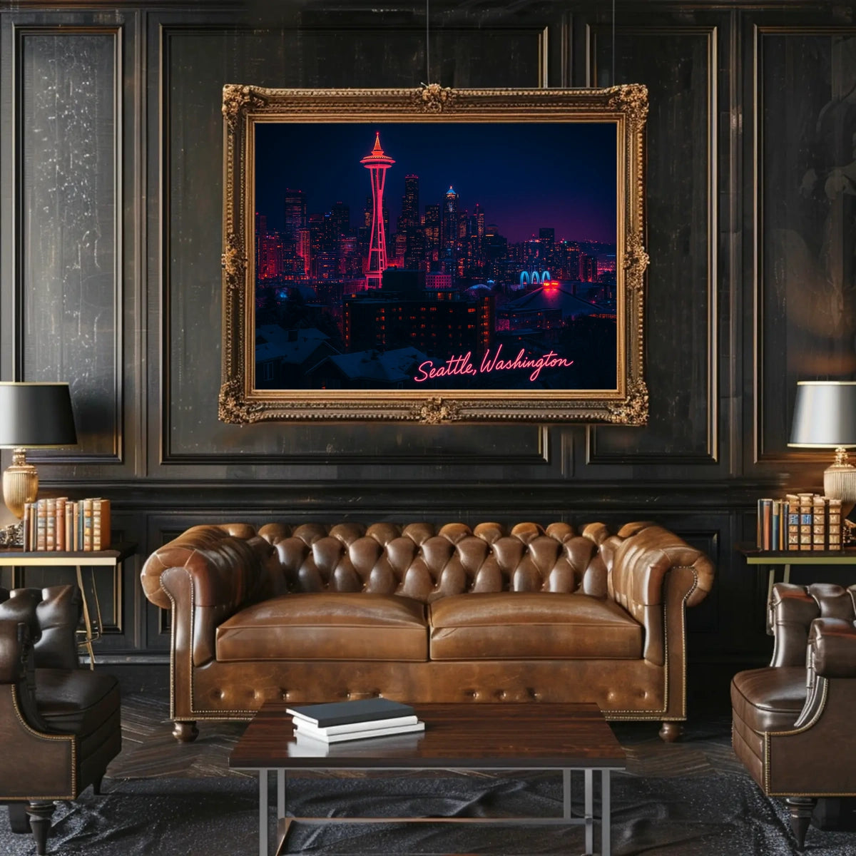 Neon Night in Seattle Poster