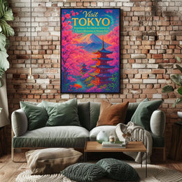 Visit Tokyo Cherry Blossoms Mount Poster