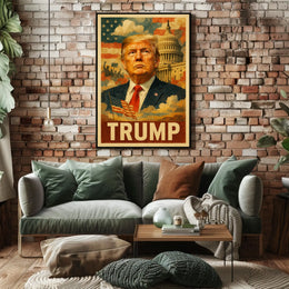 Donald Trump 45th President of the United States Layered Digital Collage Poster