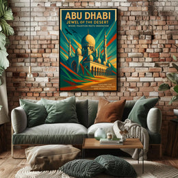 Abu Dhabi Jewel Desert Cityscape Travel Poster