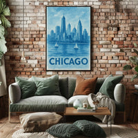 Chicago Skyline Watercolor: Urban or Cityscape Poster