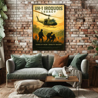Huey Helicopter Vietnam War Historical Poster