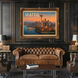 Welcome to Seattle Travel Poster Art Print