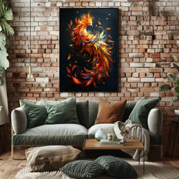 Phoenix Rebirth: Vibrant Mythical Bird Art Poster