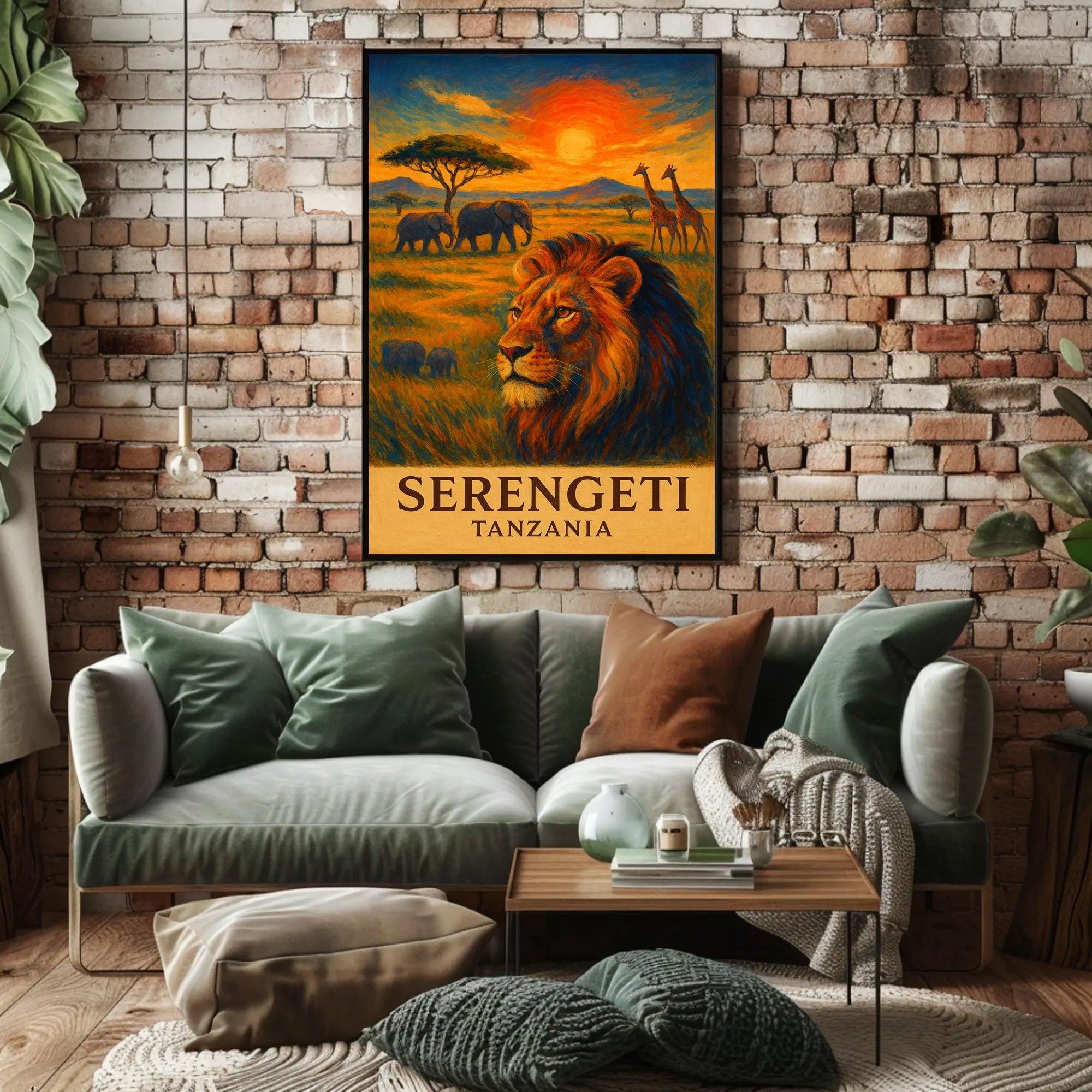 SERENGETI LION AT DUSK TRAVEL POSTER