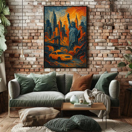 New York City Skyline Poster Modern Travel Wall Art